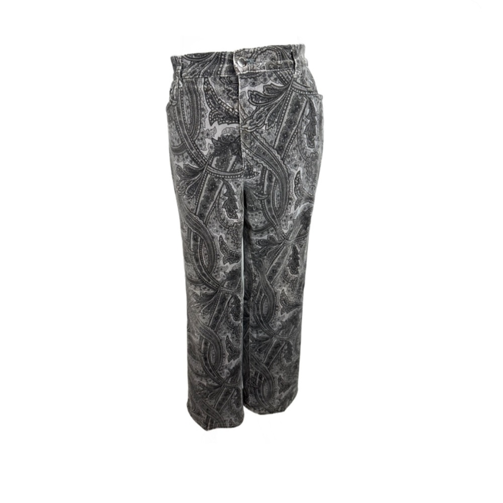 Jones New York Black Paisley Straight Leg Jeans Size 12P